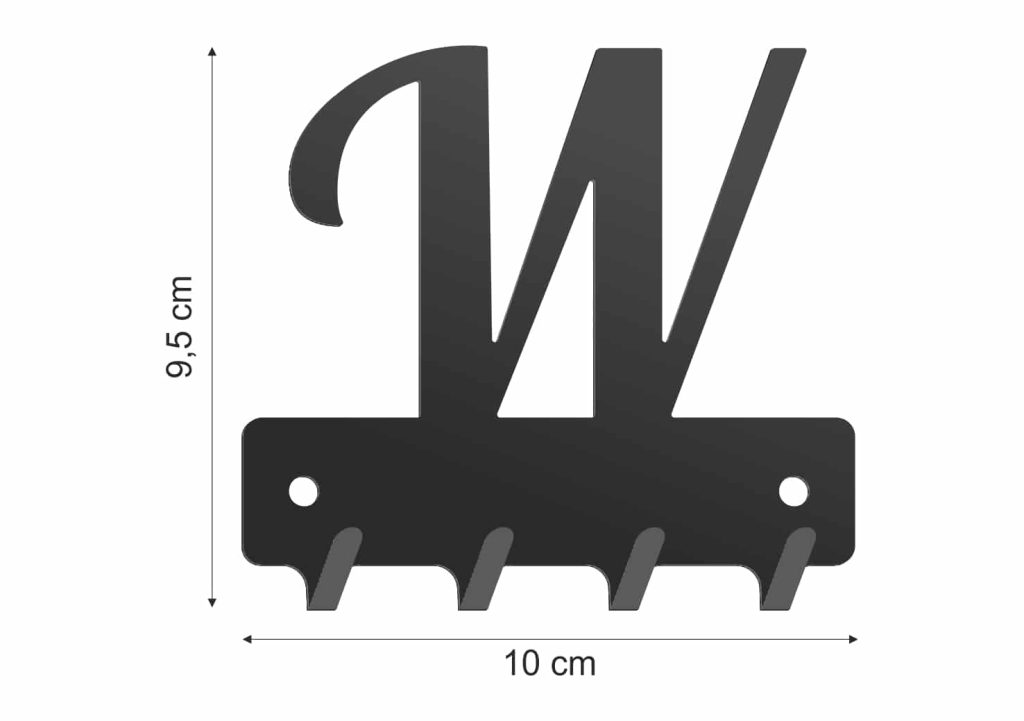 Wieszak metalowy na klucze WIE261 LITERKA W 10cm - obrazek 2