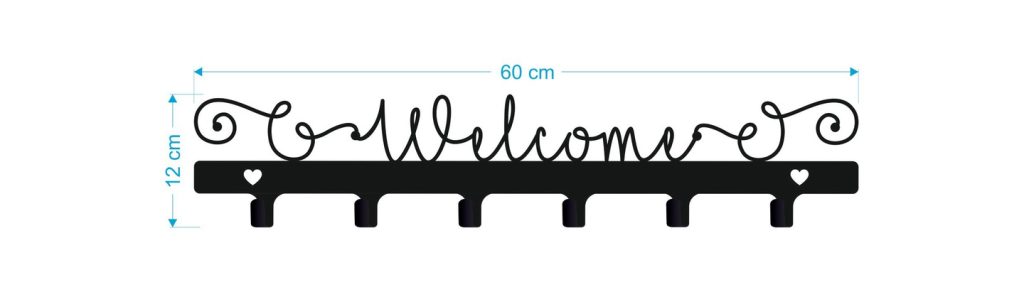 Wieszak metalowy na ubrania klucze Welcome - obrazek 3