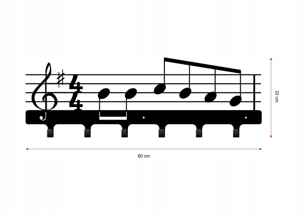 Wieszak metalowy ścienny Pięciolinia WIE044 - obrazek 2