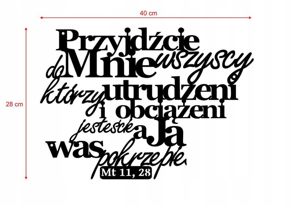 Dekoracja ścienna metalowa Cytat z biblii 40 cm - obrazek 2