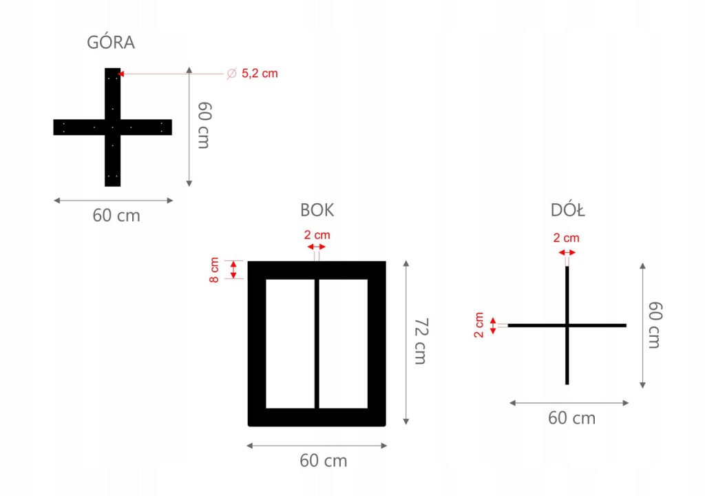 Noga do stołu Krzyżak Prosty Side M - obrazek 3