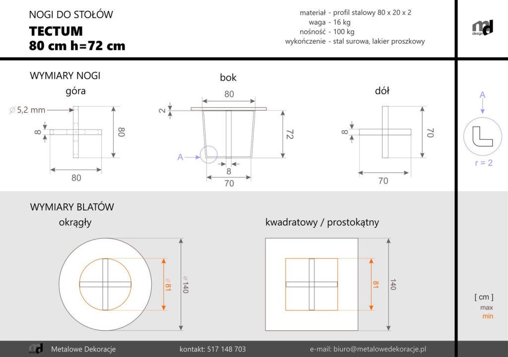Noga do stołu Tectum L - obrazek 4
