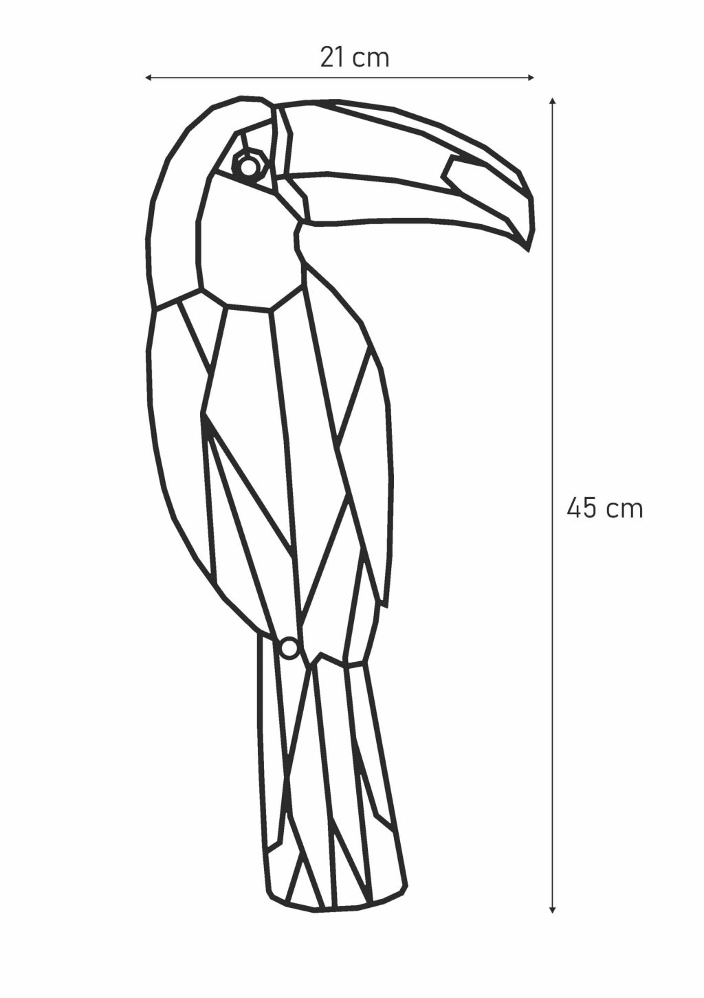 Dekoracja geometryczna metalowa Tukan 45 cm - obrazek 2