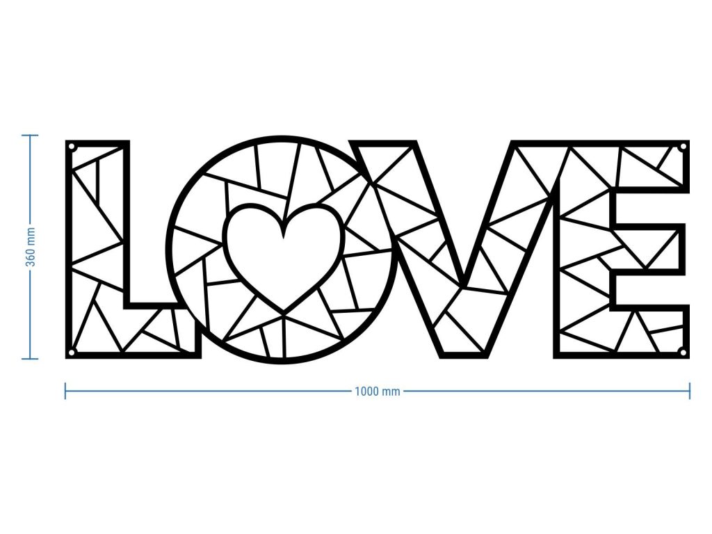Dekoracja ścienna metalowa Love DES016 100 cm - obrazek 3