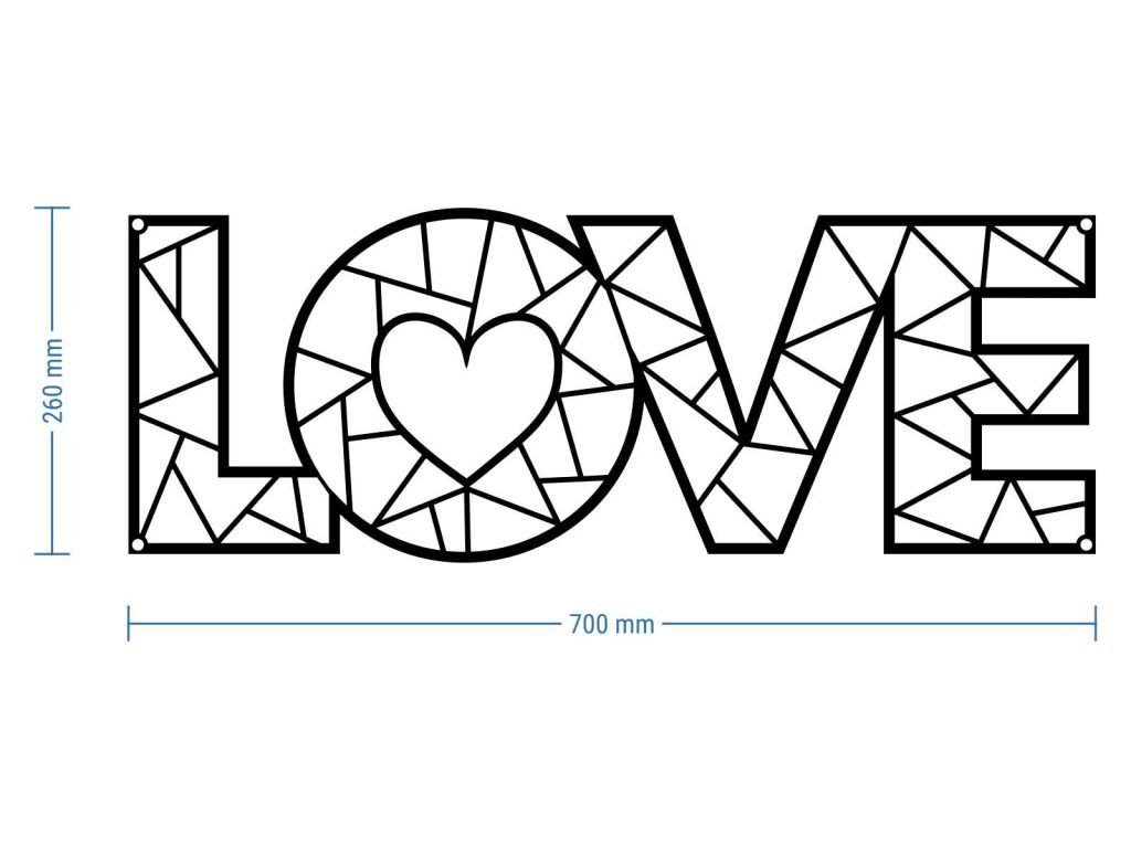 Dekoracja ścienna metalowa Love DES016 70 cm - obrazek 3