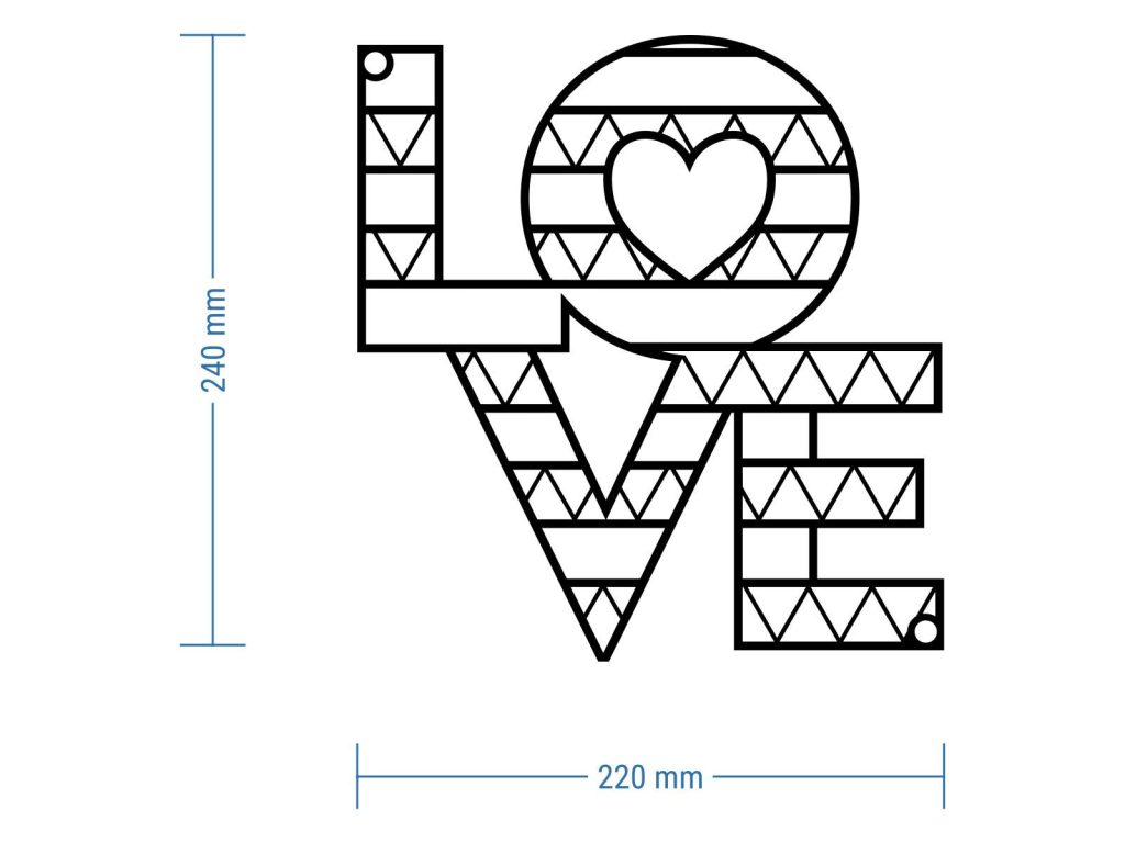 Dekoracja ścienna metalowa Love DES017 24 cm - obrazek 3