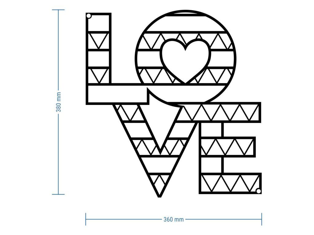 Dekoracja ścienna metalowa Love DES017 38 cm - obrazek 3