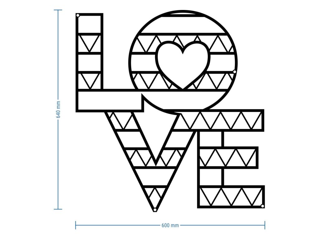 Dekoracja geometryczna ścienna Love DES017 60 cm - obrazek 3