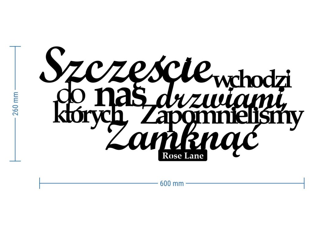 Napis cytat dekoracja Szczęście DES067 60 cm - obrazek 3