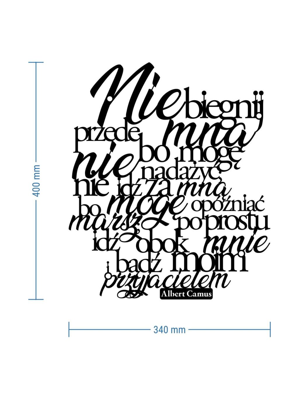 Cytat napis metalowy Nie biegnij DES069 40 cm - obrazek 3