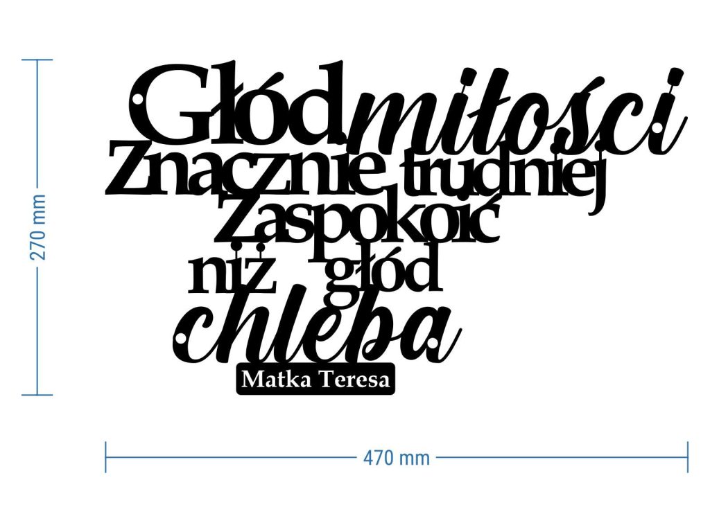 Napis cytat metalowy Głód miłości 47 cm - obrazek 3