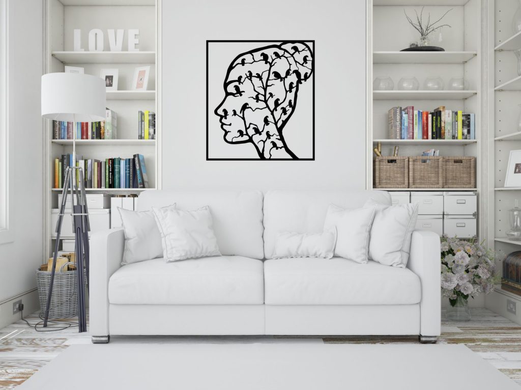 Dekoracja ścienna metalowa Portret z ptakami 100 cm - obrazek 2