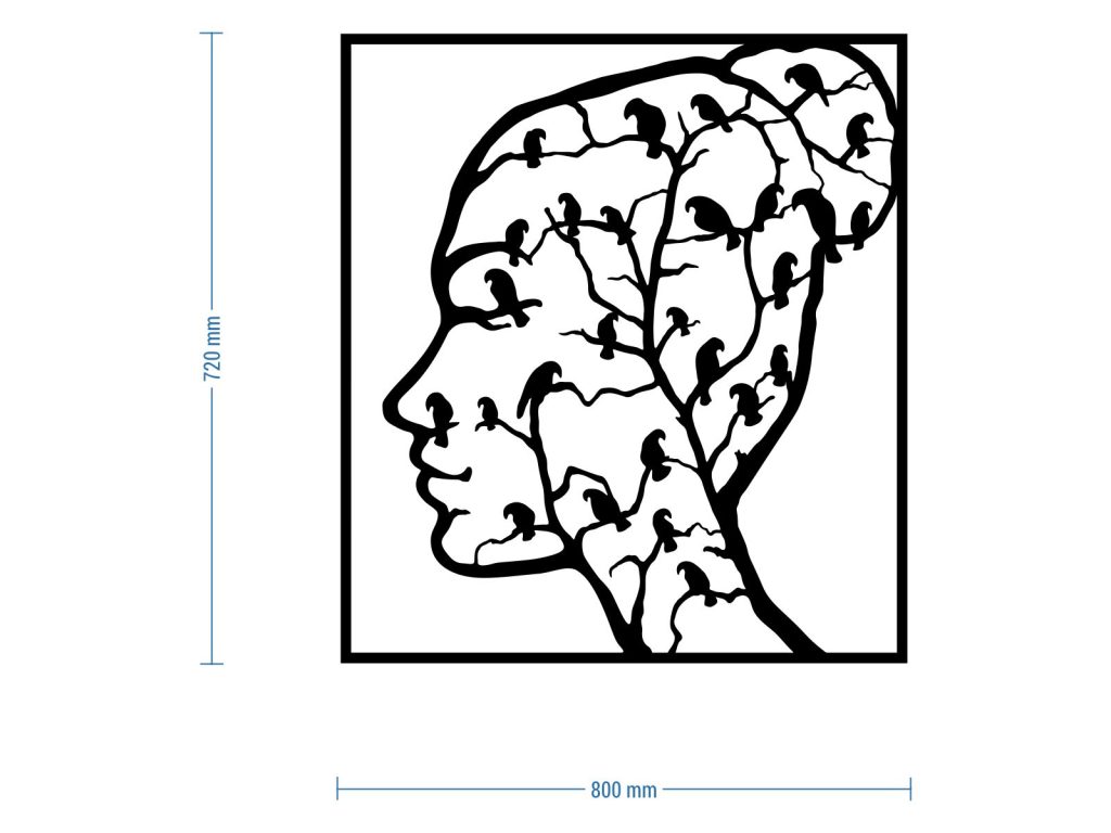 Dekoracja ścienna metalowa Portret z ptakami 80 cm - obrazek 3