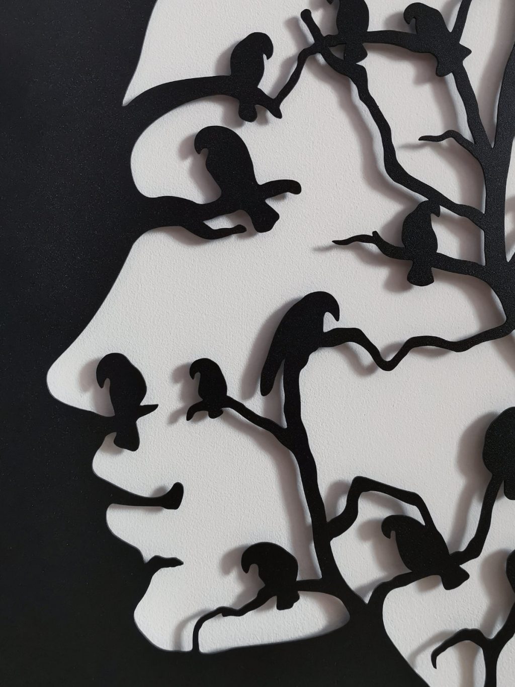 Dekoracja ścienna metalowa Portret z ptakami II 50 cm - obrazek 7