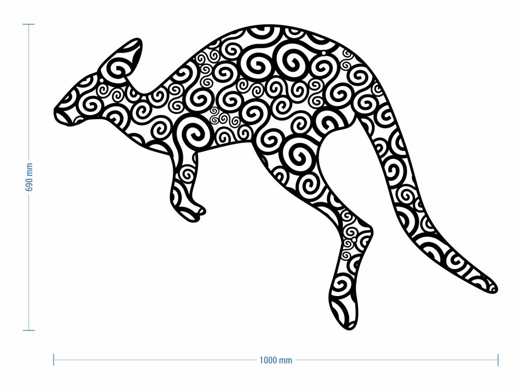Dekoracja ścienna metalowa Kangur 100 cm - obrazek 3