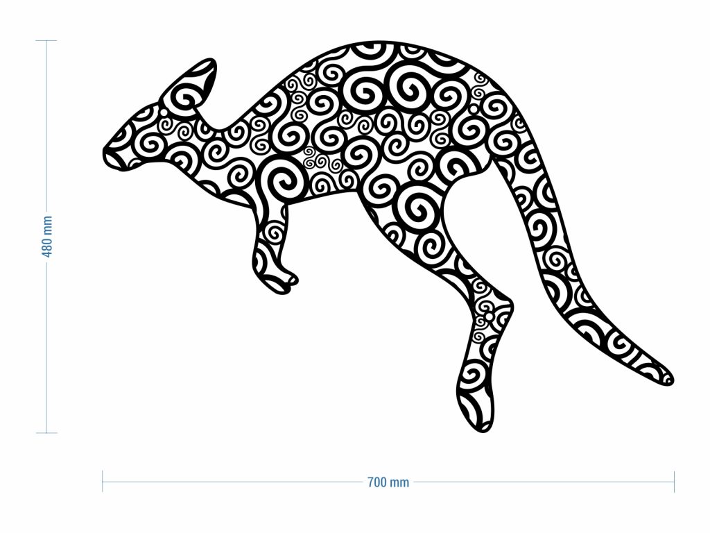 Dekoracja ścienna metalowa Kangur 70 cm - obrazek 3