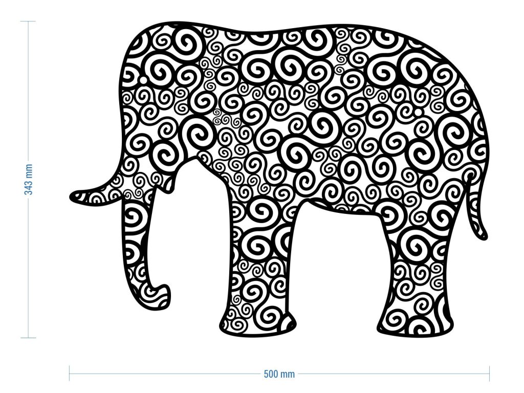 Dekoracja ścienna metalowa Słoń 50 cm - obrazek 2