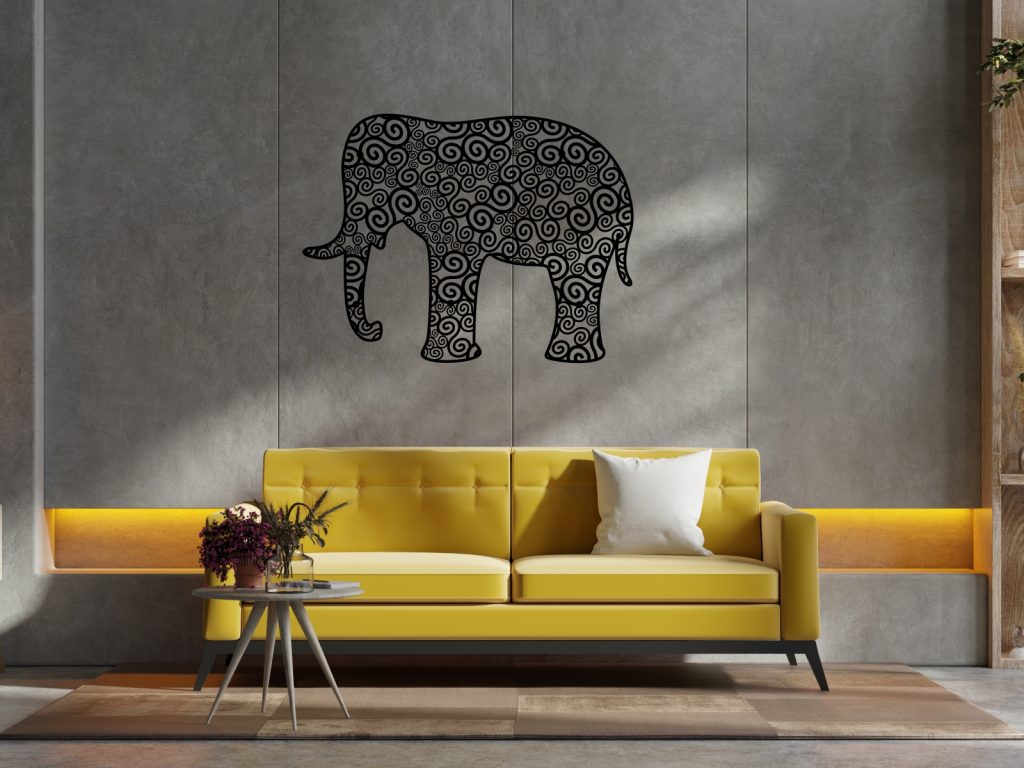 Dekoracja ścienna metalowa Słoń 70 cm - obrazek 3