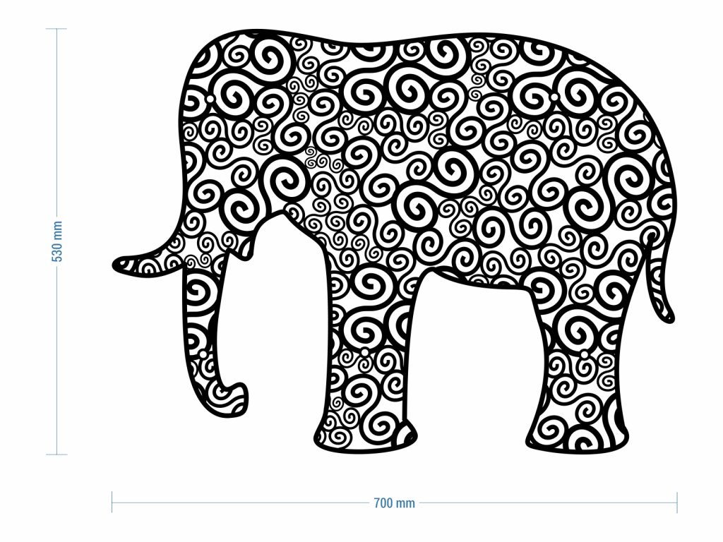 Dekoracja ścienna metalowa Słoń 70 cm - obrazek 2