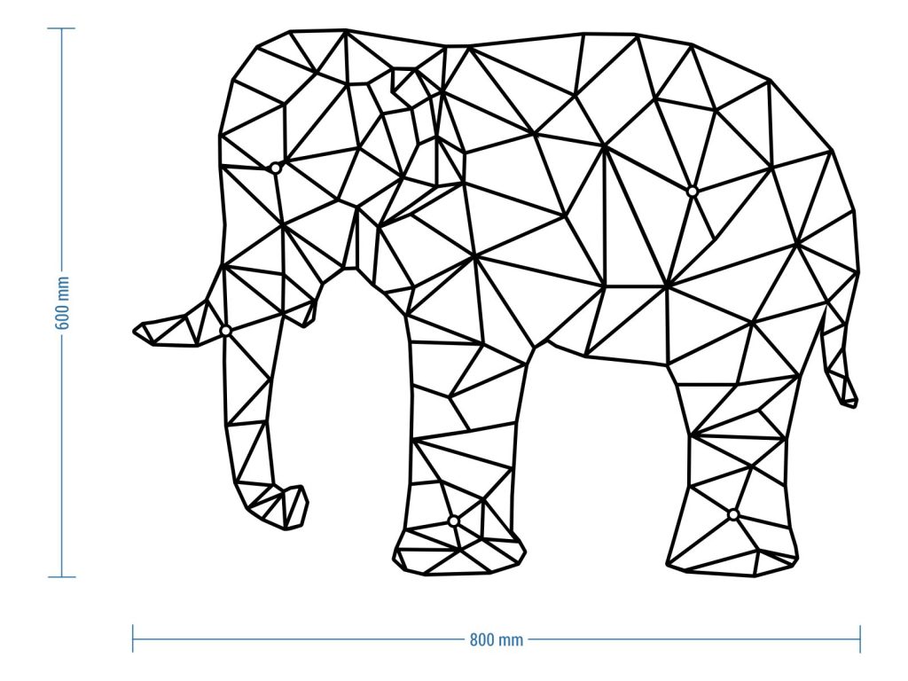Dekoracja ścienna metalowa Słoń 80 cm - obrazek 2