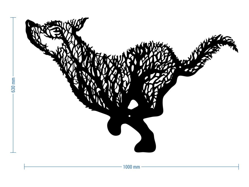 Dekoracja ścienna metalowa Wilk 100 cm - obrazek 2