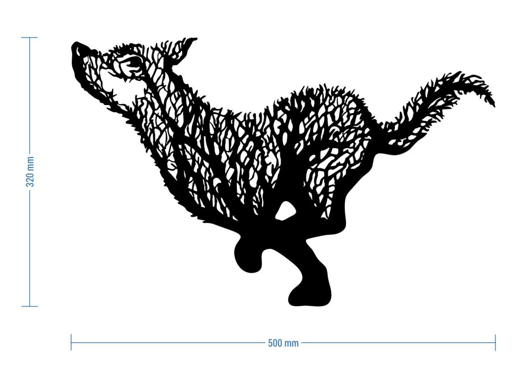 Dekoracja ścienna metalowa Wilk 50 cm - obrazek 2