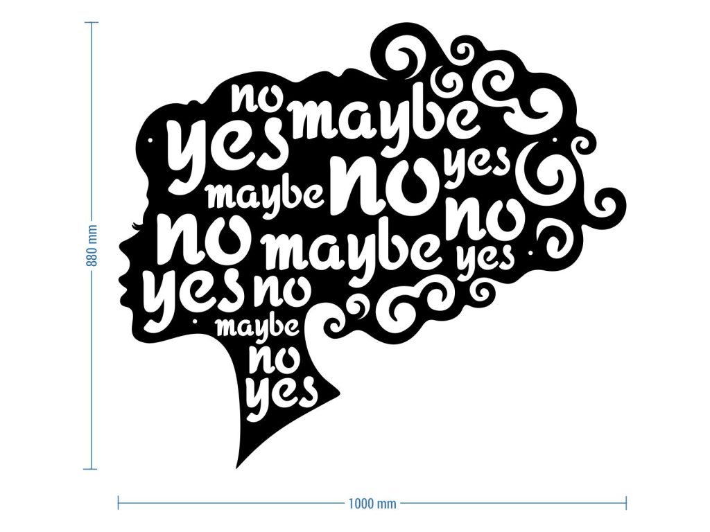 Dekoracja ścienna metalowa Yes no maybe 100 cm - obrazek 2