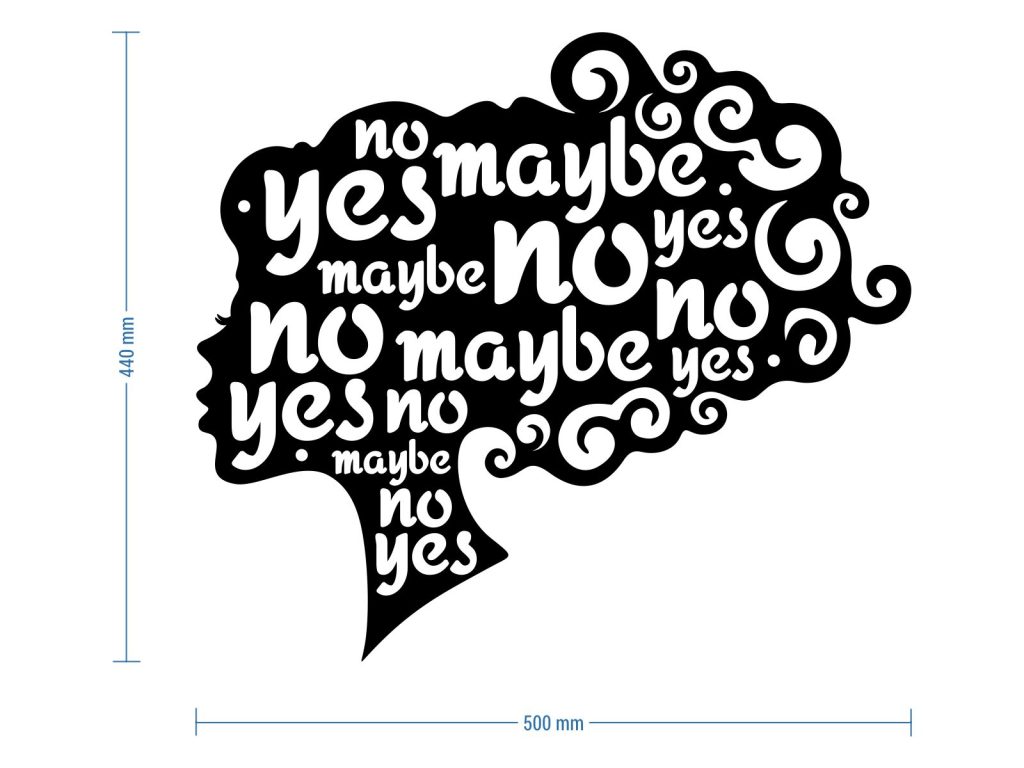 Dekoracja ścienna metalowa Yes no maybe 50 cm - obrazek 2