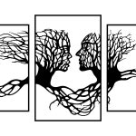 Dekoracja ścienna metalowa Tryptyk Drzewa 100 cm