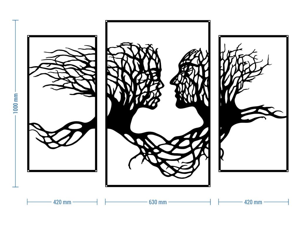 Dekoracja ścienna metalowa Tryptyk Drzewa 100 cm - obrazek 3