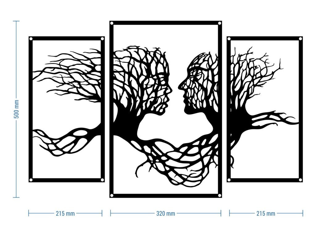 Dekoracja ścienna metalowa Tryptyk Drzewa 50 cm - obrazek 2