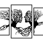 Dekoracja ścienna metalowa Tryptyk Drzewa 70 cm
