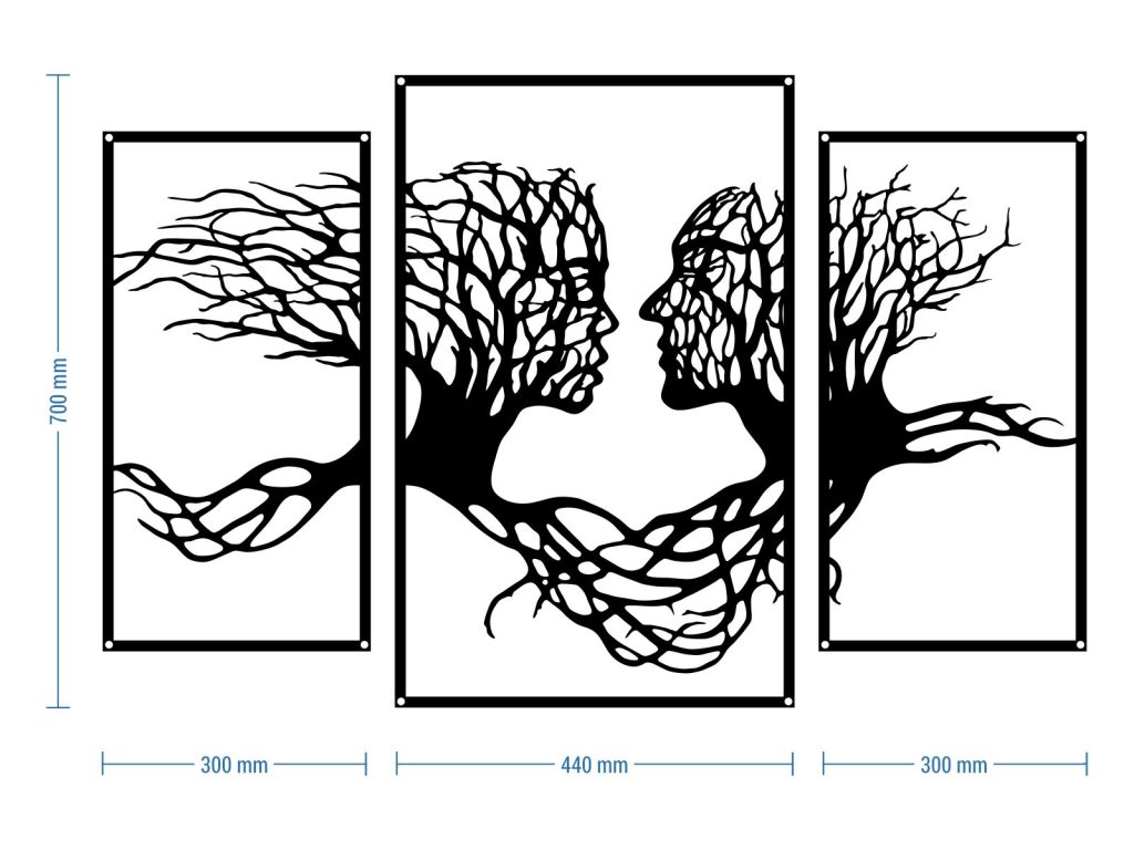 Dekoracja ścienna metalowa Tryptyk Drzewa 70 cm - obrazek 2