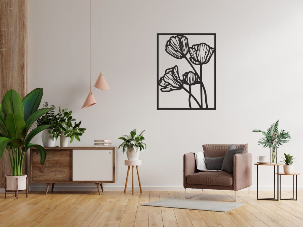 Dekoracja ścienna metalowa Kwiaty 100 cm - obrazek 3