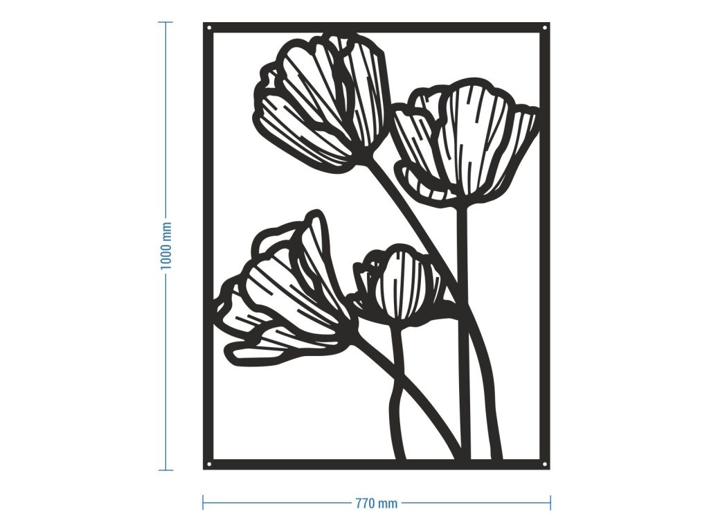 Dekoracja ścienna metalowa Kwiaty 100 cm - obrazek 2