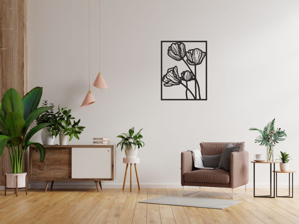 Dekoracja ścienna metalowa Kwiaty 50 cm - obrazek 3