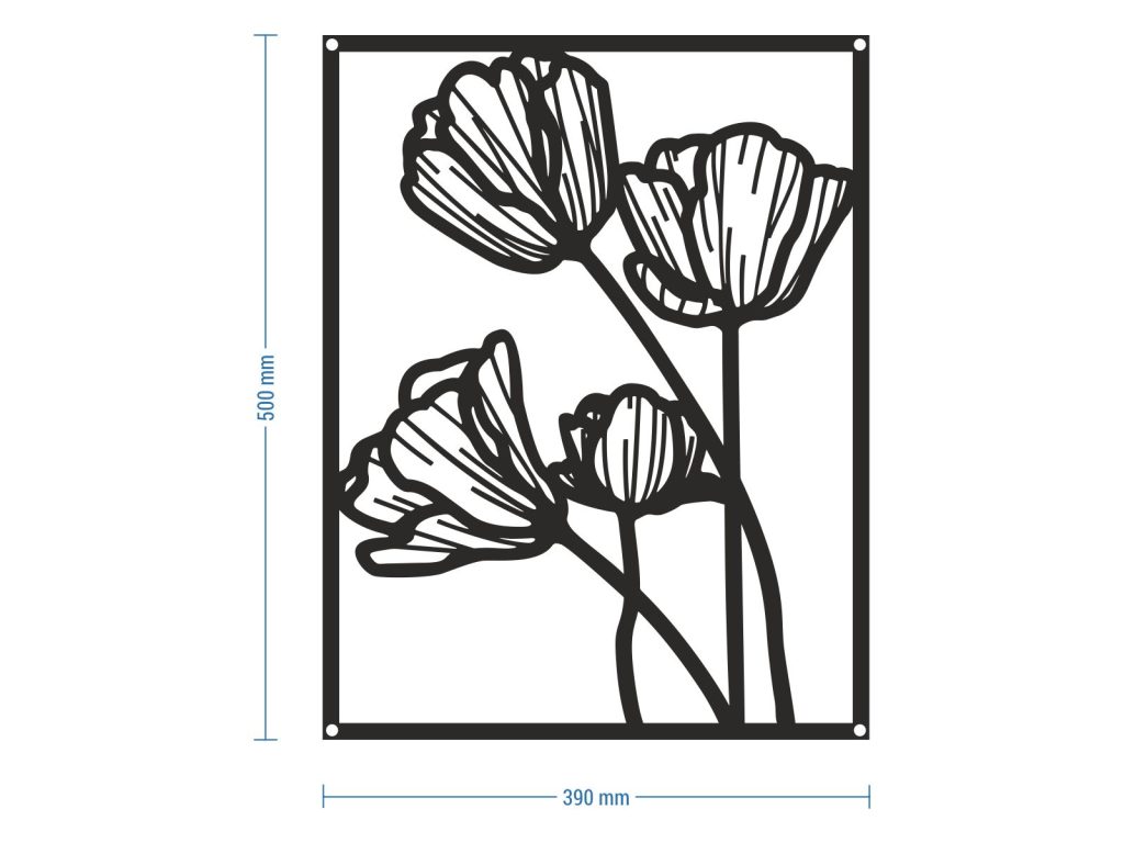 Dekoracja ścienna metalowa Kwiaty 50 cm - obrazek 2