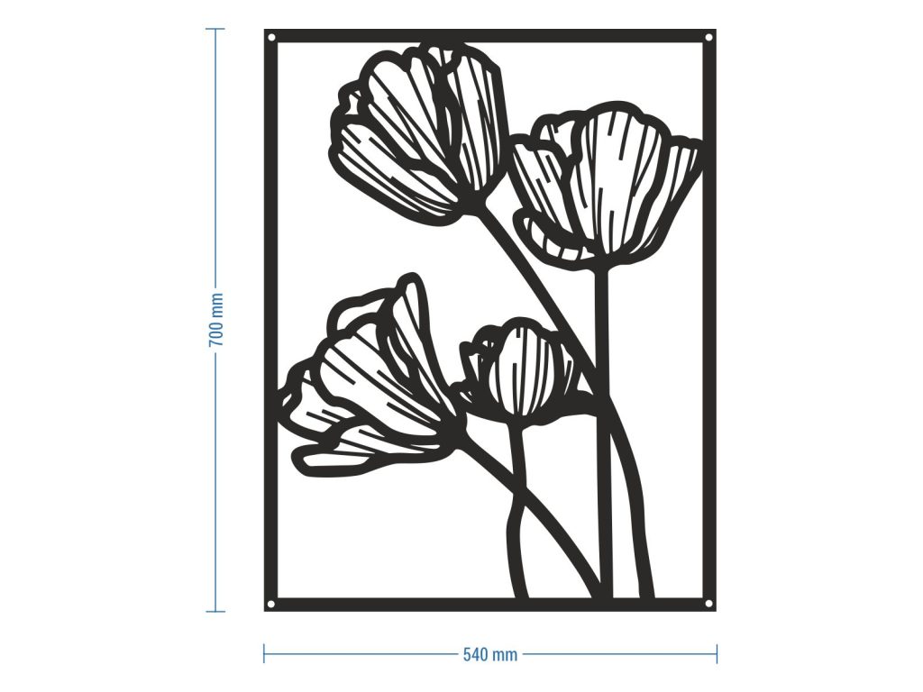 Dekoracja ścienna metalowa Kwiaty 70 cm - obrazek 2