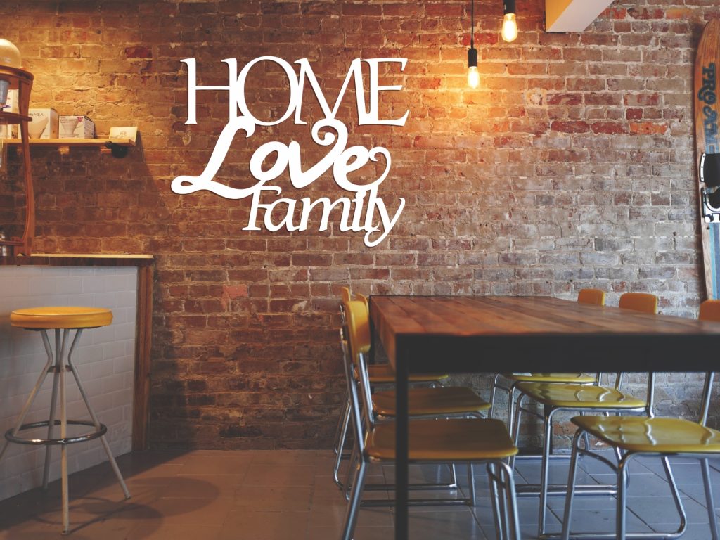 Dekoracja ścienna metalowa Home Love Family 100 cm - obrazek 2