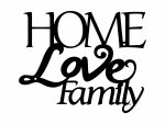 Dekoracja ścienna metalowa Home Love Family 50 cm