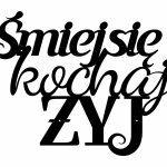 Dekoracja ścienna metalowa Śmiej się kochaj żyj 100 cm