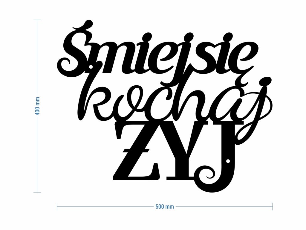 Dekoracja ścienna metalowa Śmiej się kochaj żyj 50 cm - obrazek 3