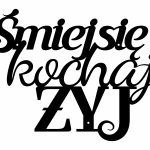 Dekoracja ścienna metalowa Śmiej się kochaj żyj 70 cm