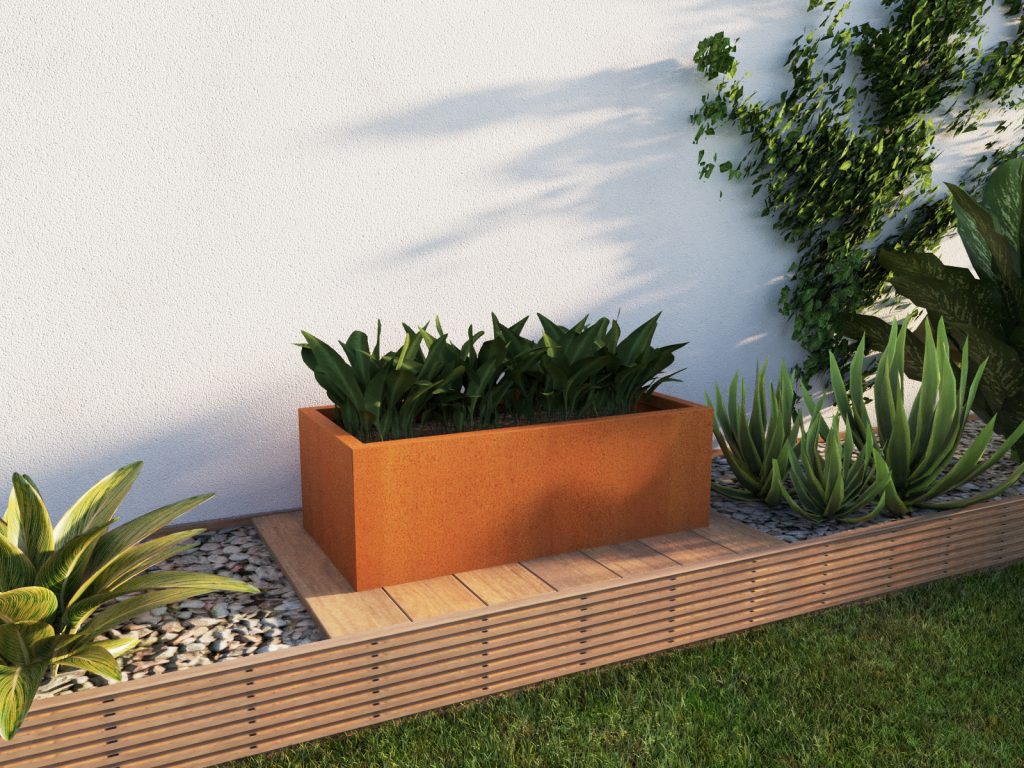 Donica ogrodowa metalowa Corten 45x90x30 cm - obrazek 3
