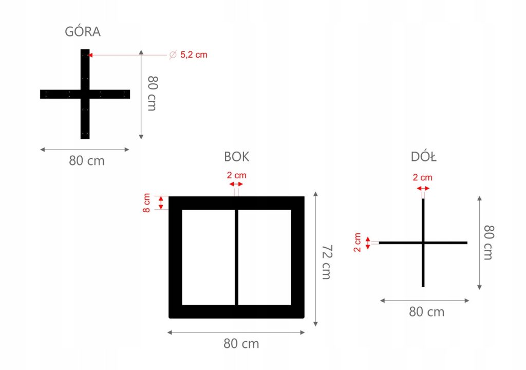 Noga do stołu Krzyżak Prosty Side L - obrazek 3