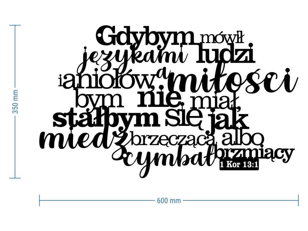 Dekoracja metalowa napis na ścianę Psalm II 60 cm - obrazek 4