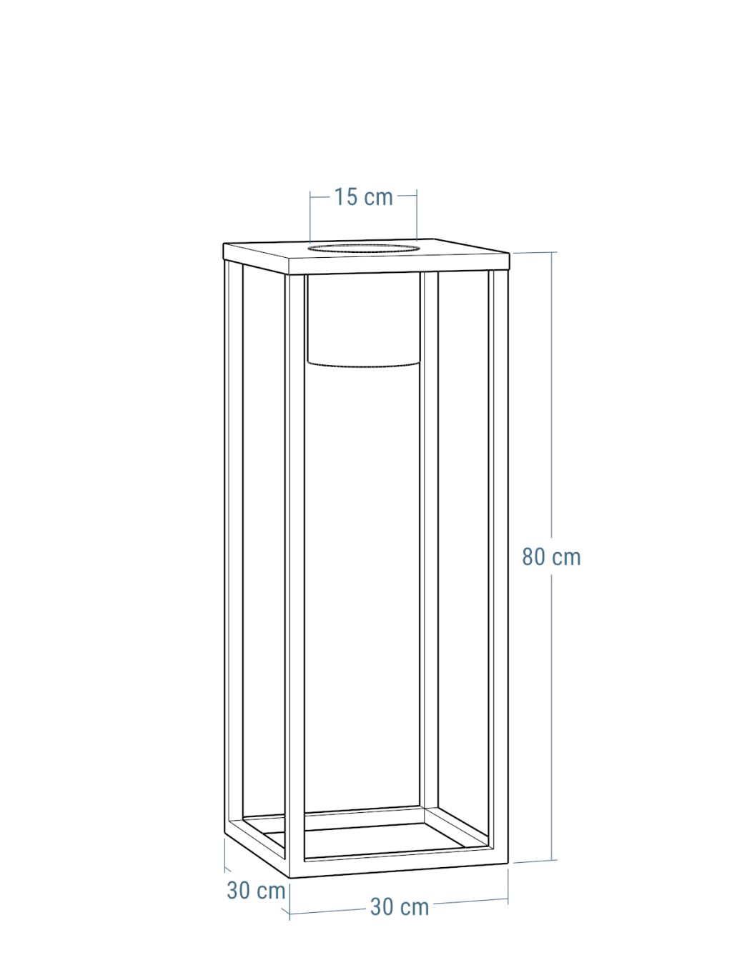 Kwietnik metalowy TUBE loft  L 30x30x80cm - obrazek 3