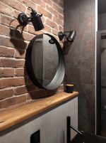 Lustro Bergen metalowe asymetryczne styl skandynawski 60 cm - obrazek 2