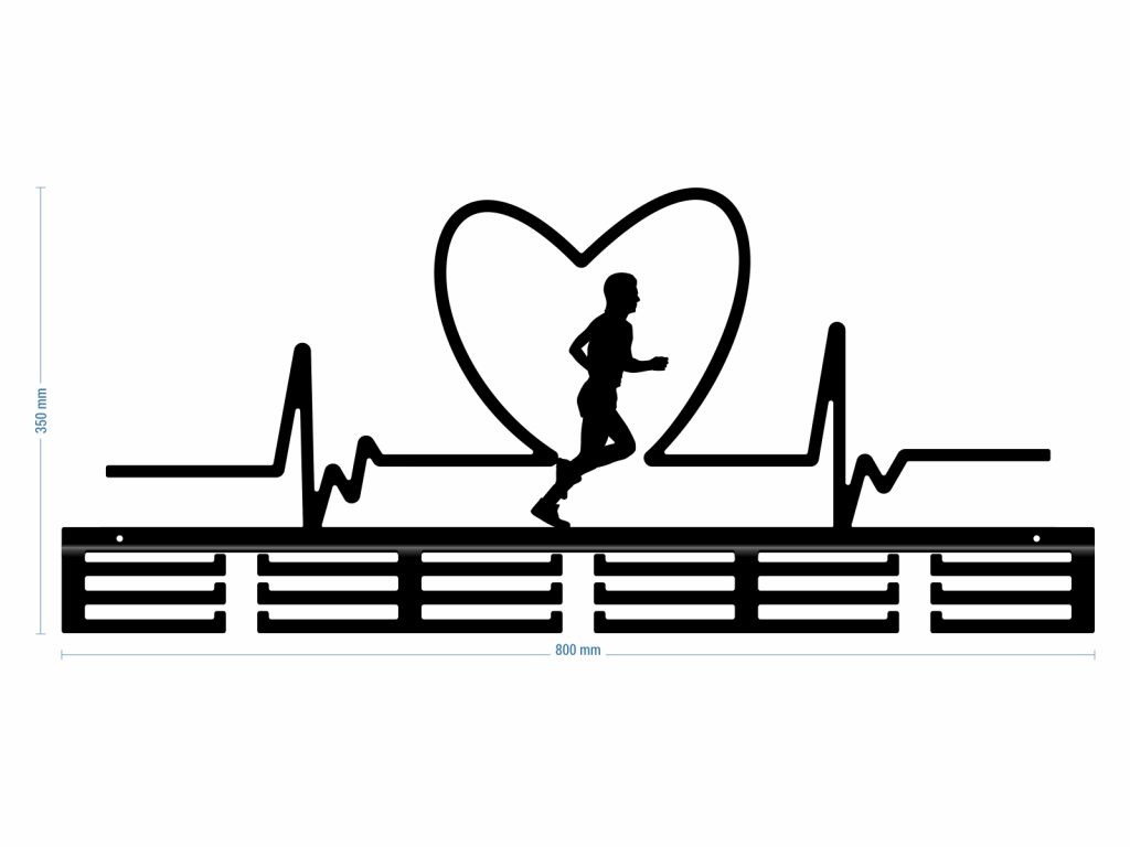 Wieszak na medale Rytm serca chłopak I 80 cm - obrazek 3