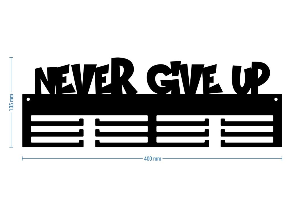 Wieszak na medale Never give up 40 cm - obrazek 3